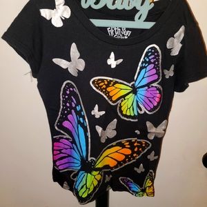 Girl's Multicolored Butterfly Tee 🦋